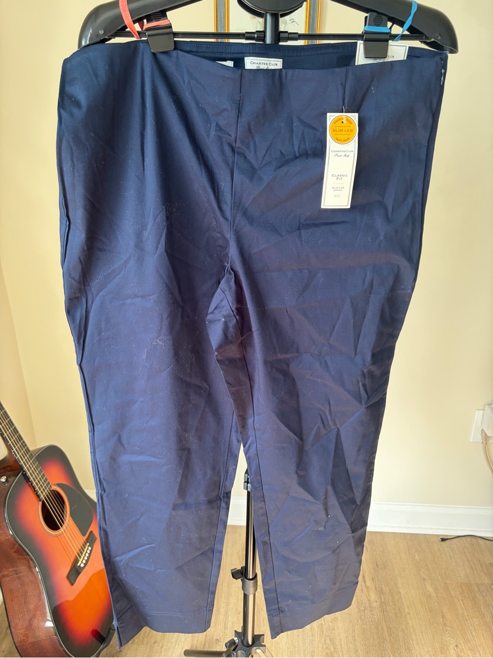 NWT Charter Club Tummy Slimming Slim Leg Ankle Pants Navy Size 16 Pull On